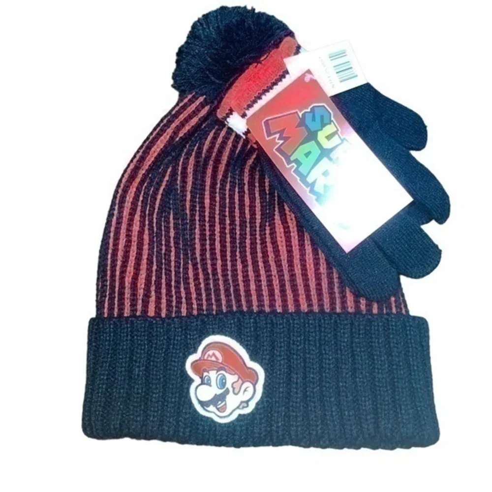 Official Nintendo Super Mario Hat and Glove Set - Black and Red
